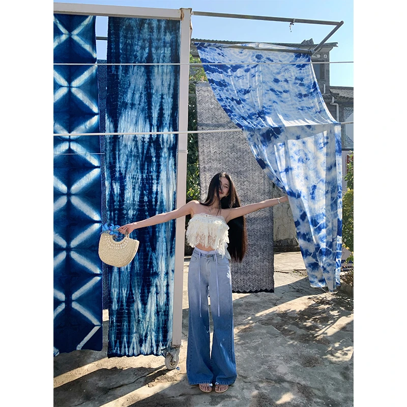 Barb Chill【修腿万能搭 】渐变蓝宽松直筒修身显瘦牛仔裤