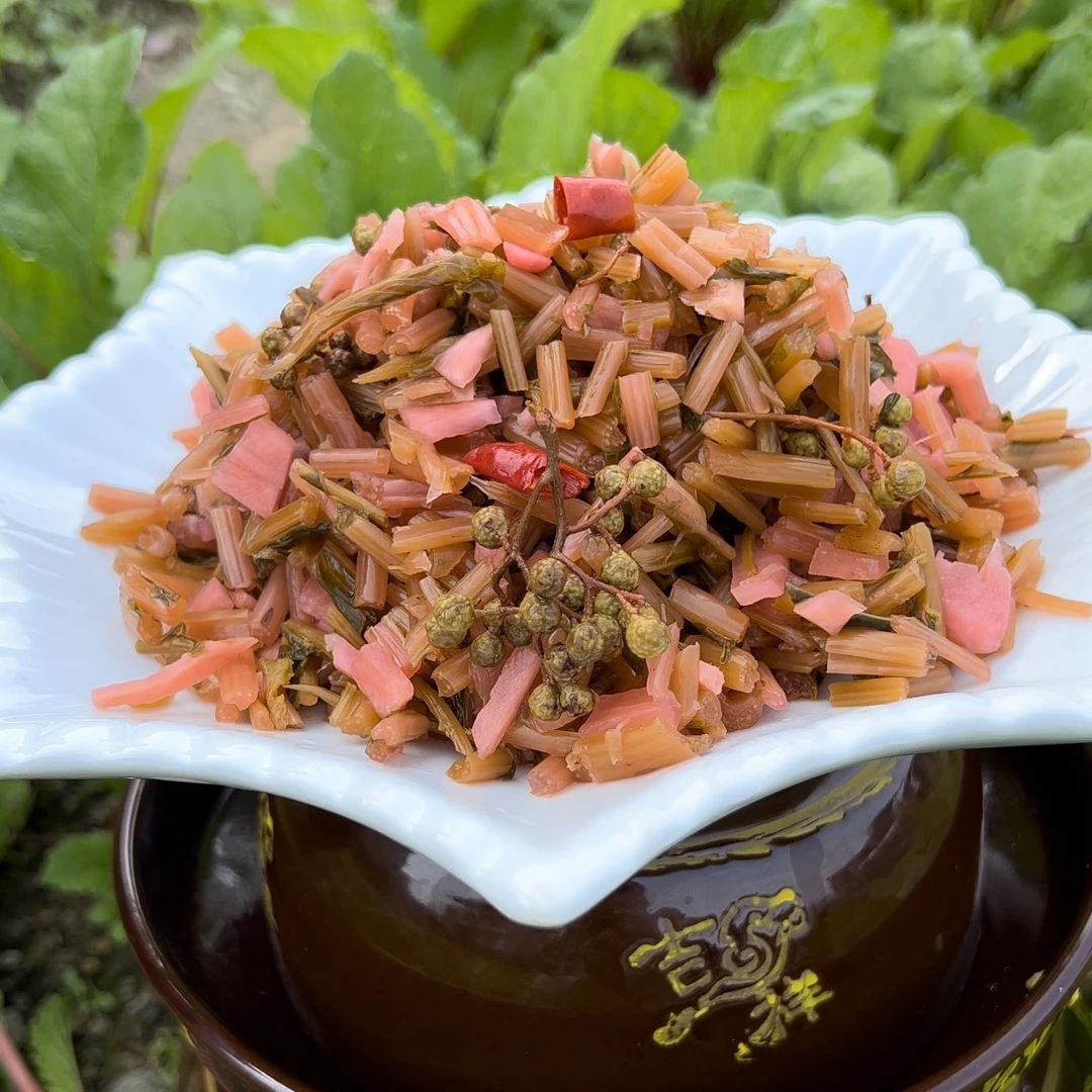 湖北竹溪特产农家传统老坛腌制酸辣萝卜杆炒菜泡菜坛子菜下饭菜