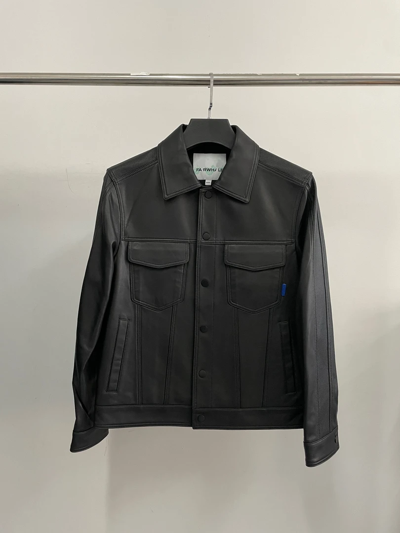 jk838男士秋季新款翻领时尚潮流休闲绵羊皮皮衣