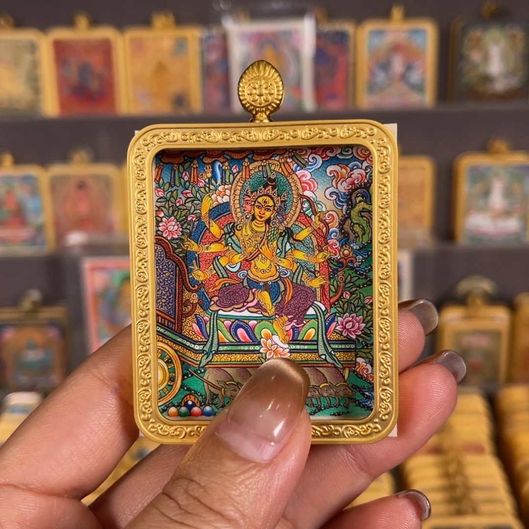 吊坠摩利支天青海热贡唐卡