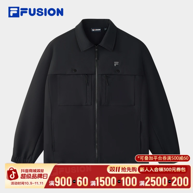 FILA斐乐【70D尼龙纱】宽松翻领外套男士运动梭织茄克T11M545701F