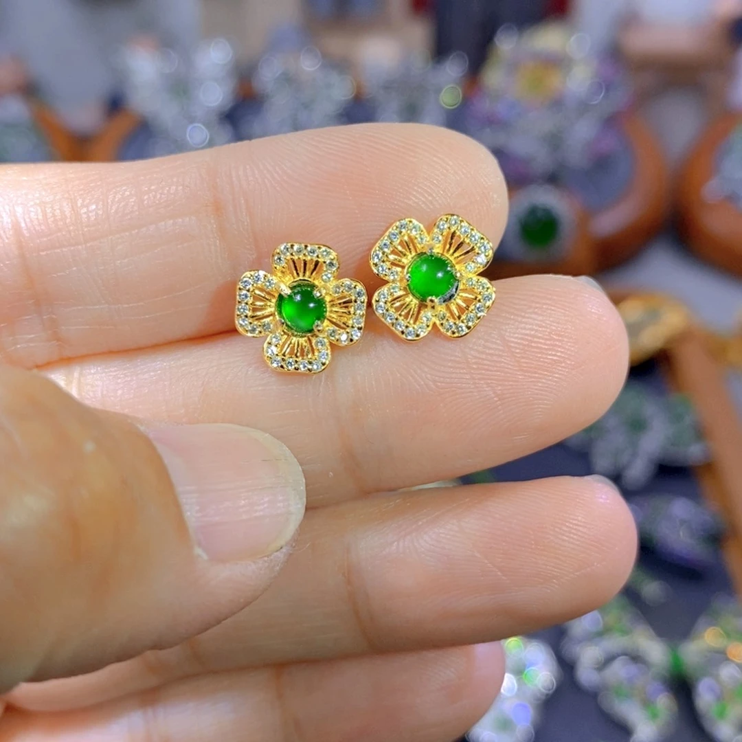 翡翠颈饰银S925镶嵌天然翡翠