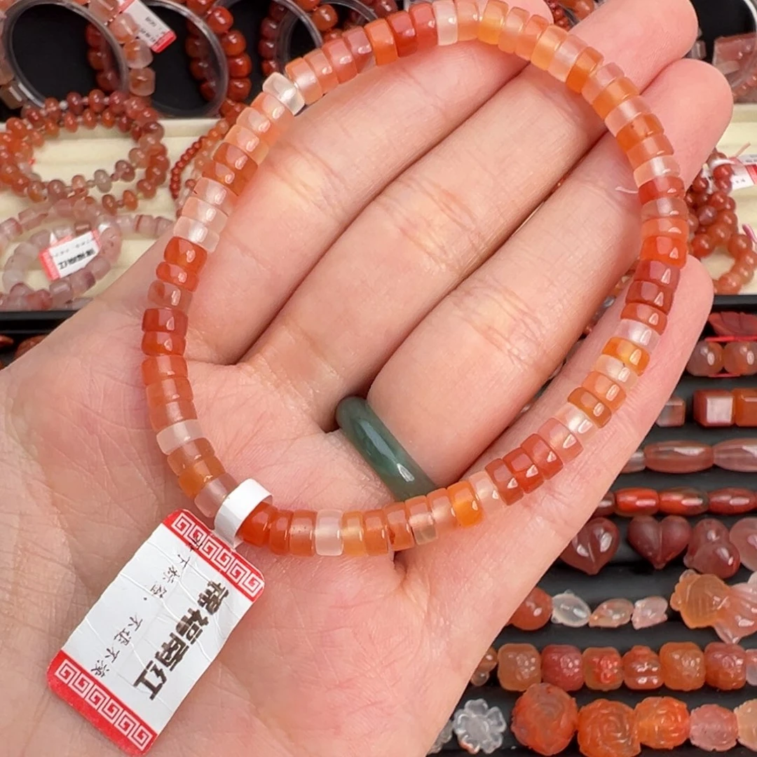 南红玛瑙未镶嵌颈饰糖果色直切药片