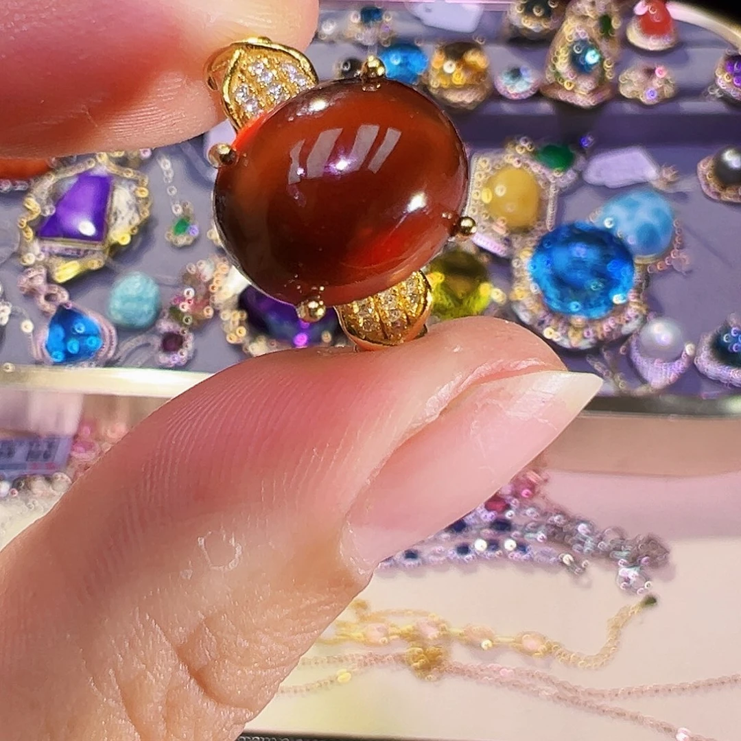 银S925镶嵌戒指石榴石（芬达石）