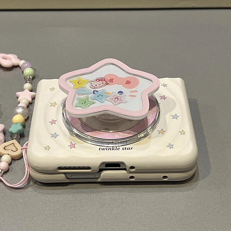 适用华为PuraX折叠屏手机壳ins少女粉色星星摇摇乐kt猫支架波漾壳