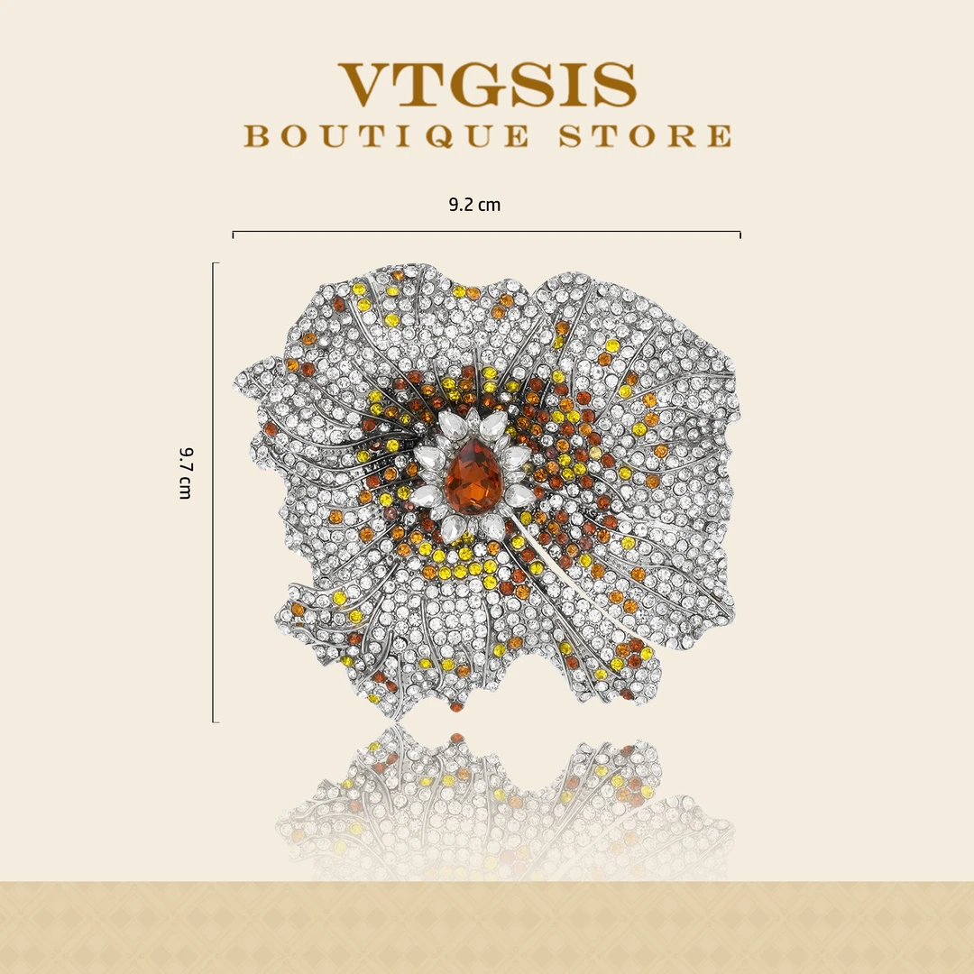 VTGSIS 合金合成锆石胸针 【中古姐妹推荐】花朵彩钻橙宝胸针5929