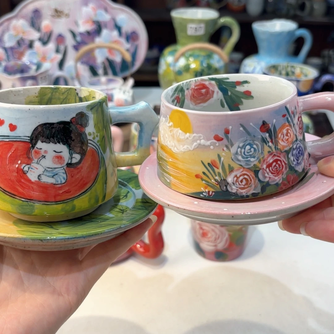 T**a景德镇手绘高温釉下彩陶瓷茶具