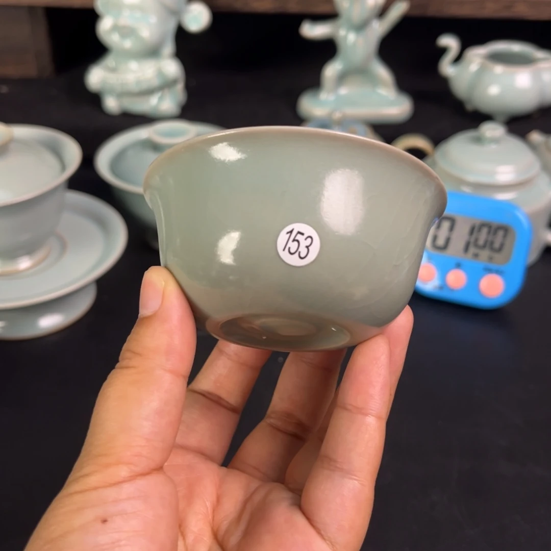 【闪购商品】芳**茶鸡缸杯原矿青绿釉