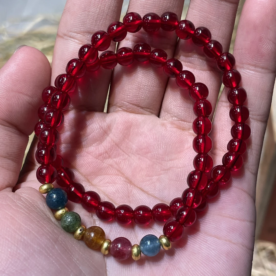 石榴石双圈文玩手串