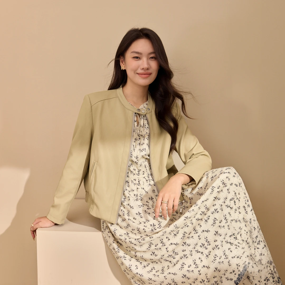 【时髦洋气休闲皮衣外套】纤莉秀E大码女装潮流个性复古百搭QK3222