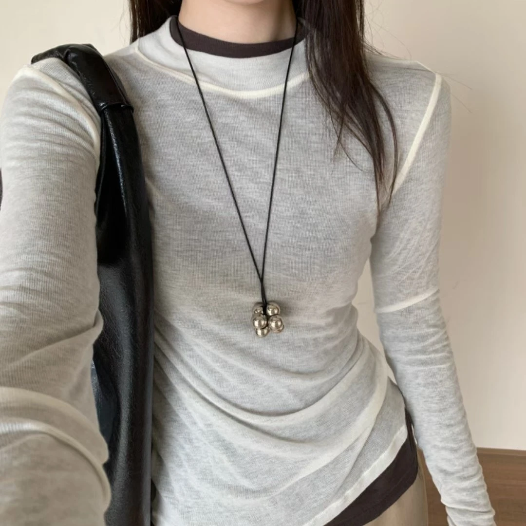 2025秋冬天丝羊毛小立领洋气百搭显瘦长袖高端打底