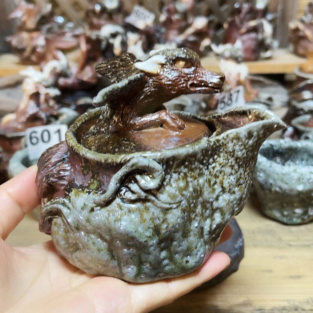 杯柴烧粗陶手捏宝瓶