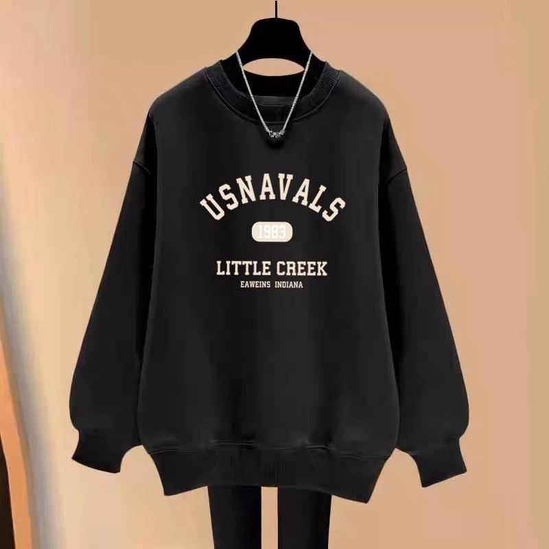 圆领卫衣女2025秋冬季新款宽松休闲洋气中长款遮屁股加绒加厚上衣