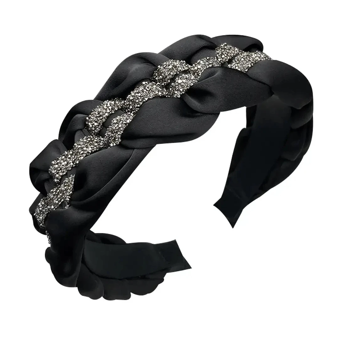 百搭麻花辫编织发箍高级感带钻气质减龄黑色高端头箍带齿防滑发卡