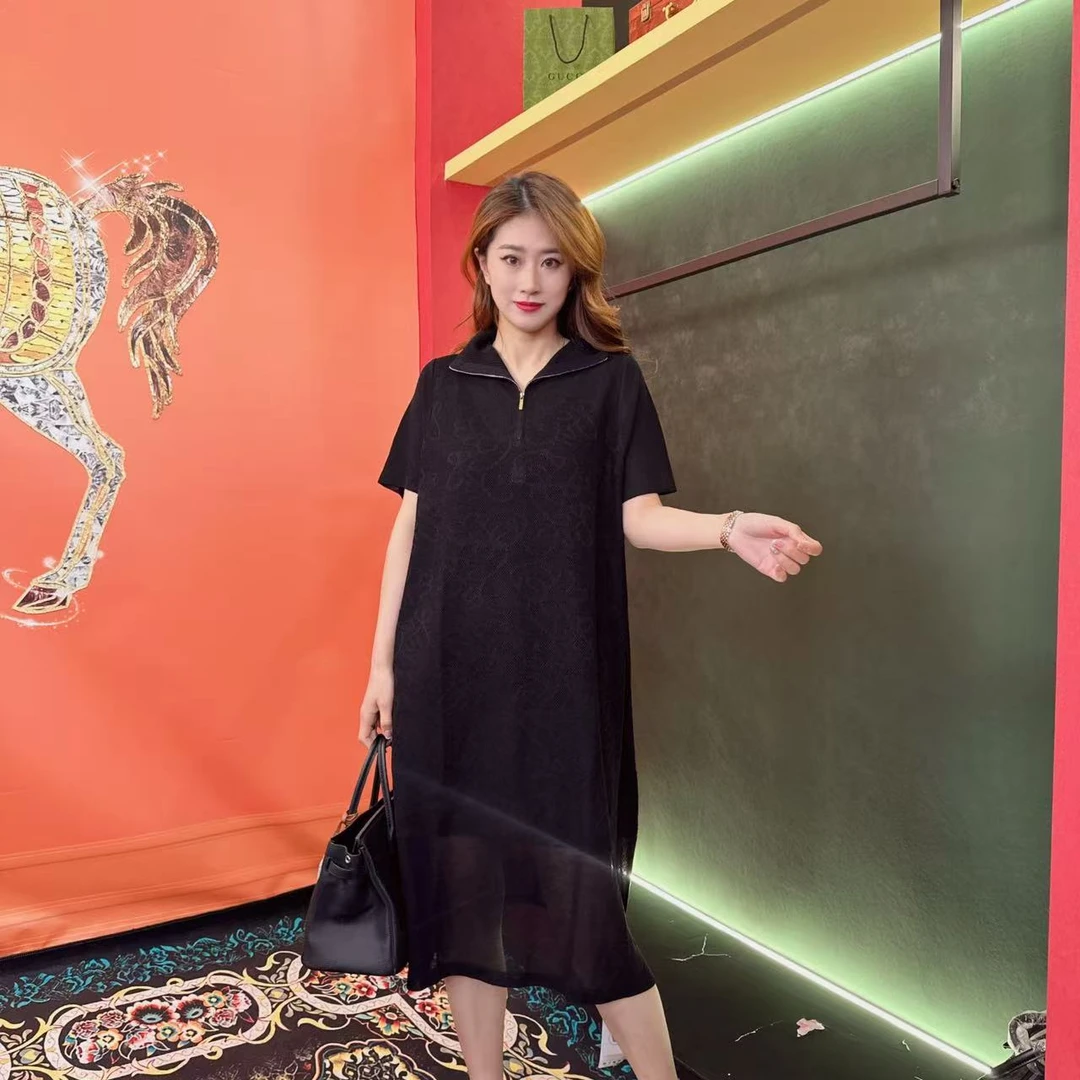 8152多金大码气质减龄长款A字裙子春夏季女装设计感连衣裙女