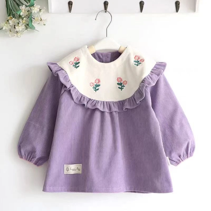 安可拉红宝宝罩衣防水防脏儿童护衣女孩围裙婴儿女童围兜吃饭衣