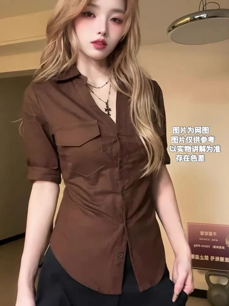 Yi+2025早秋新款大码女装复古港风高级感衬衫