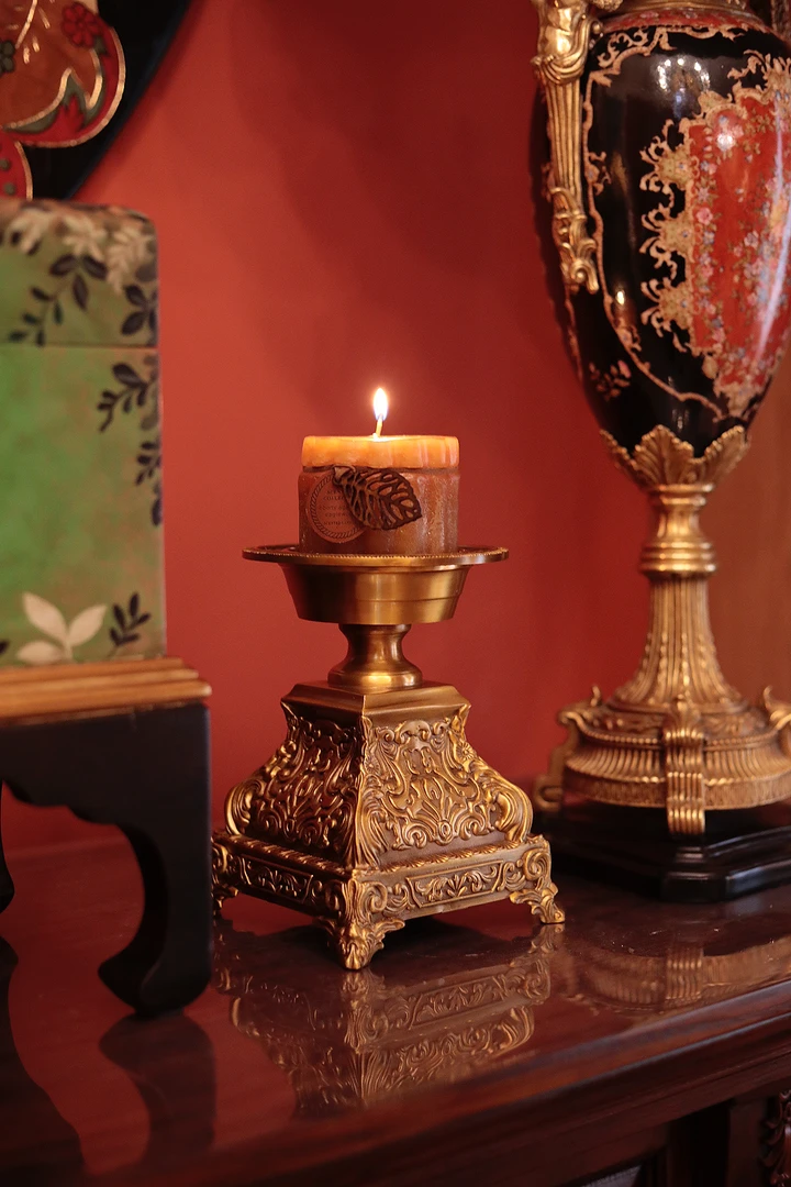 潇允饰家/纯铜烛台/美式/欧式/客厅/玄关/餐厅/桌面摆件/纯手工