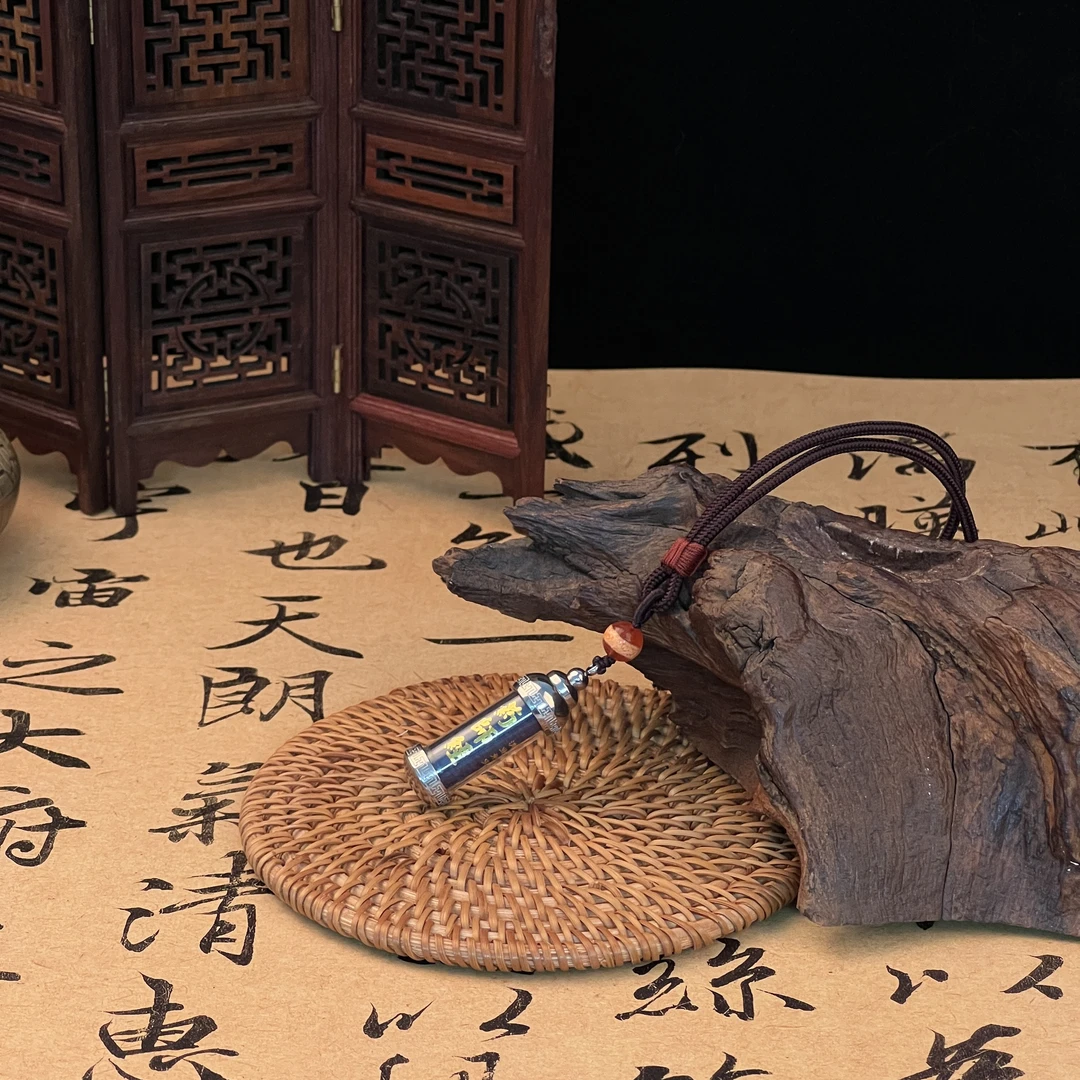 非金属珐琅吊坠 夏启家藏式一线红肉珠珠药师经手编挂坠