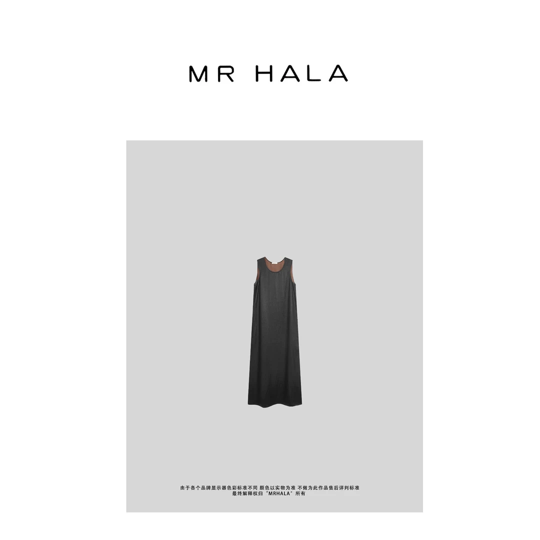 MRHALA 胜春莨绸香云纱廓形圆领连衣裙女 LQ43075