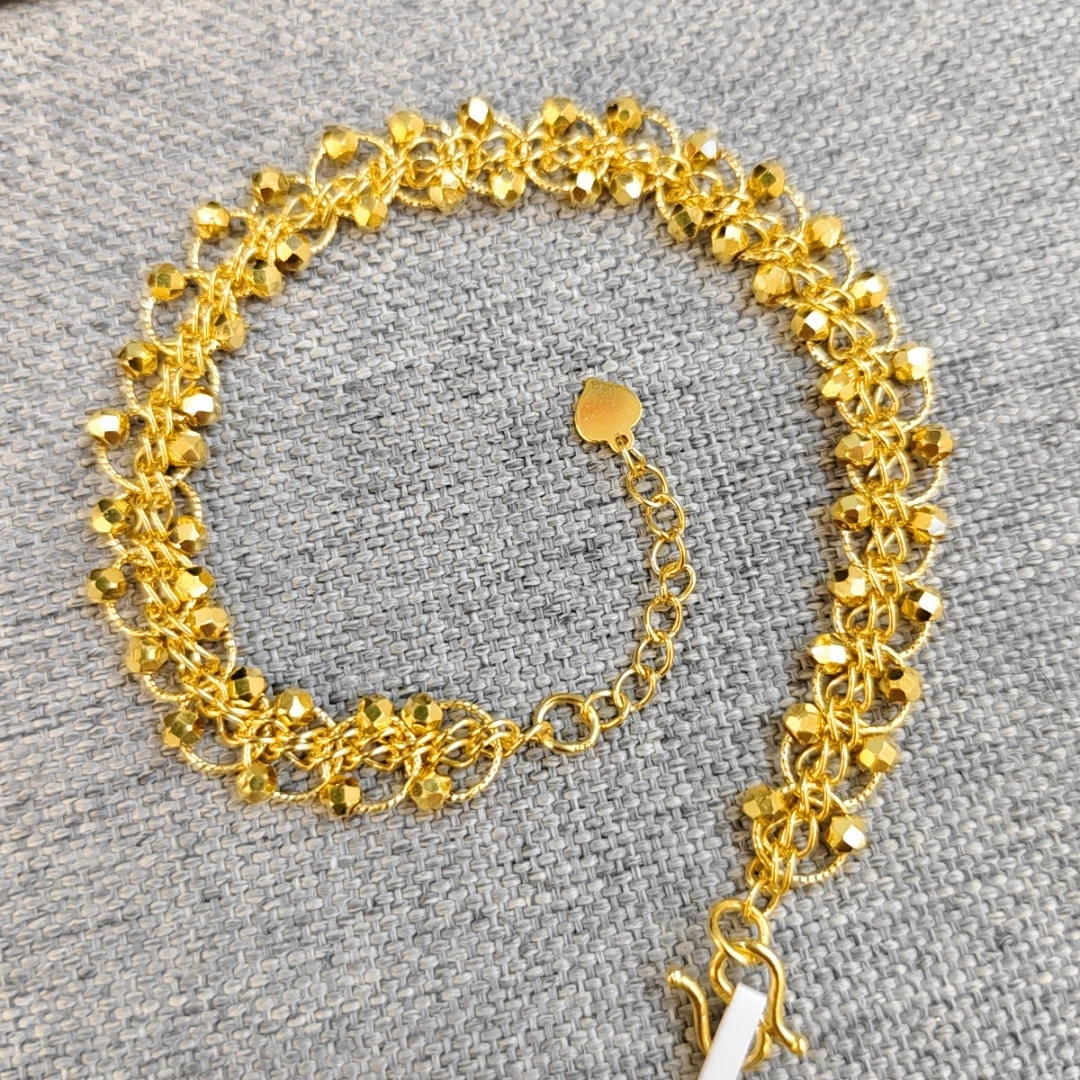 《三狼》足金9999蹦迪珠手链基地发货一物一证