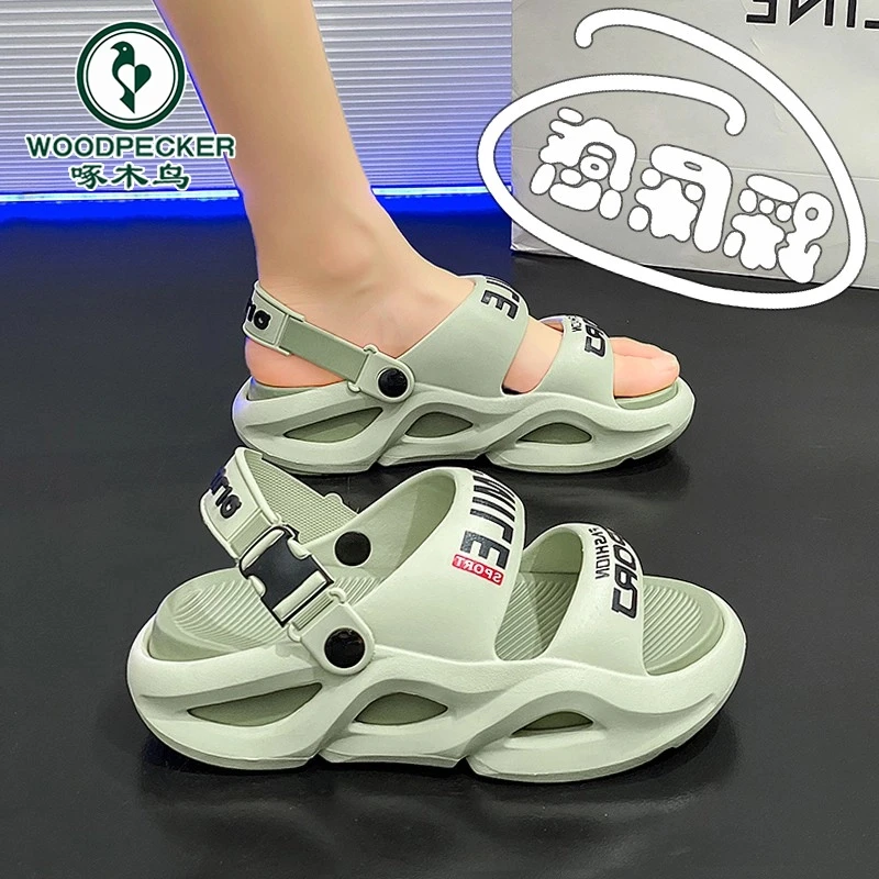 啄木鸟凉鞋女款2025新款外穿夏季时尚运动凉拖鞋踩屎感防滑沙滩鞋