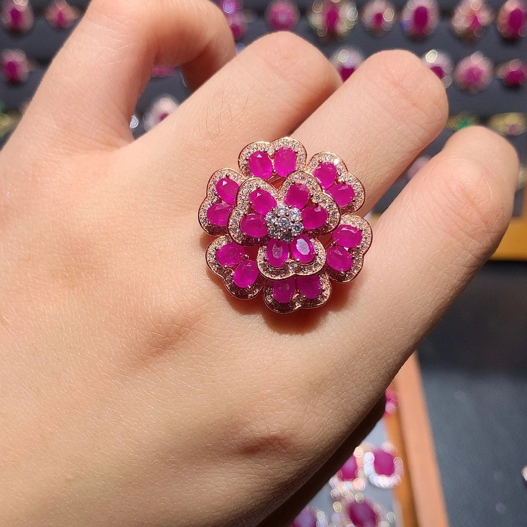 银S925镶嵌戒指红宝石