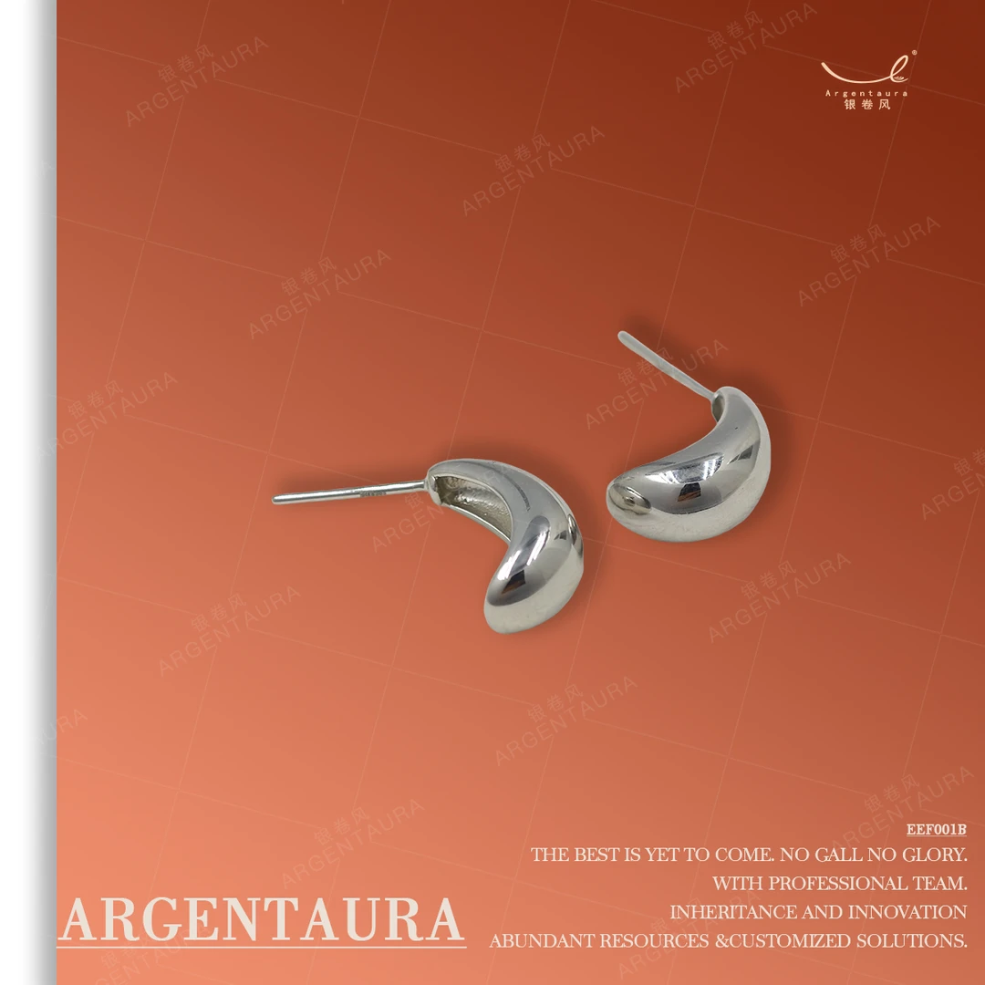足银耳饰 陈大圆 | 银卷风Argentaura | 勾滴耳钉