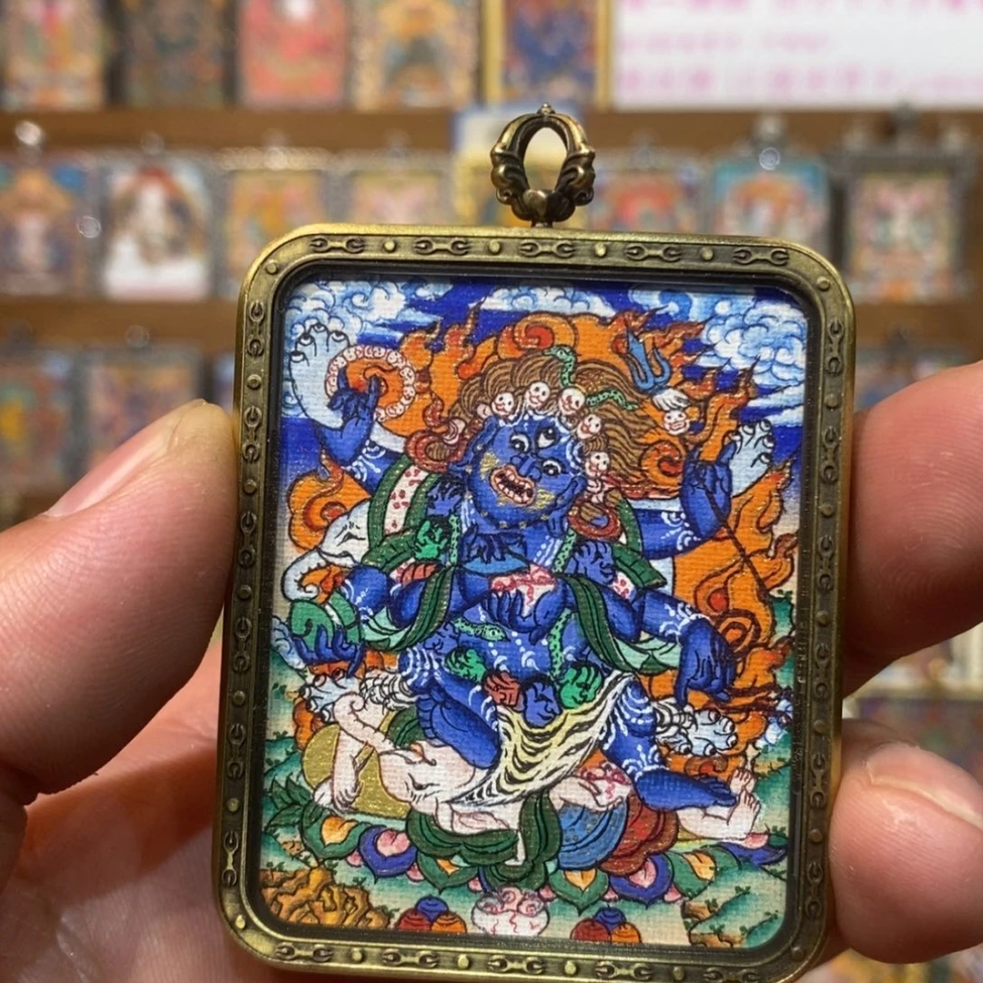 吊坠小****塞纯手绘唐卡大黑天