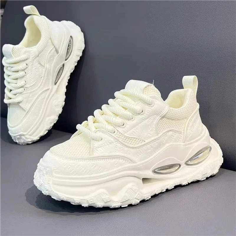 欧洲站老爹鞋男2025年夏季新款厚底气垫网面透气时尚系带小白鞋男