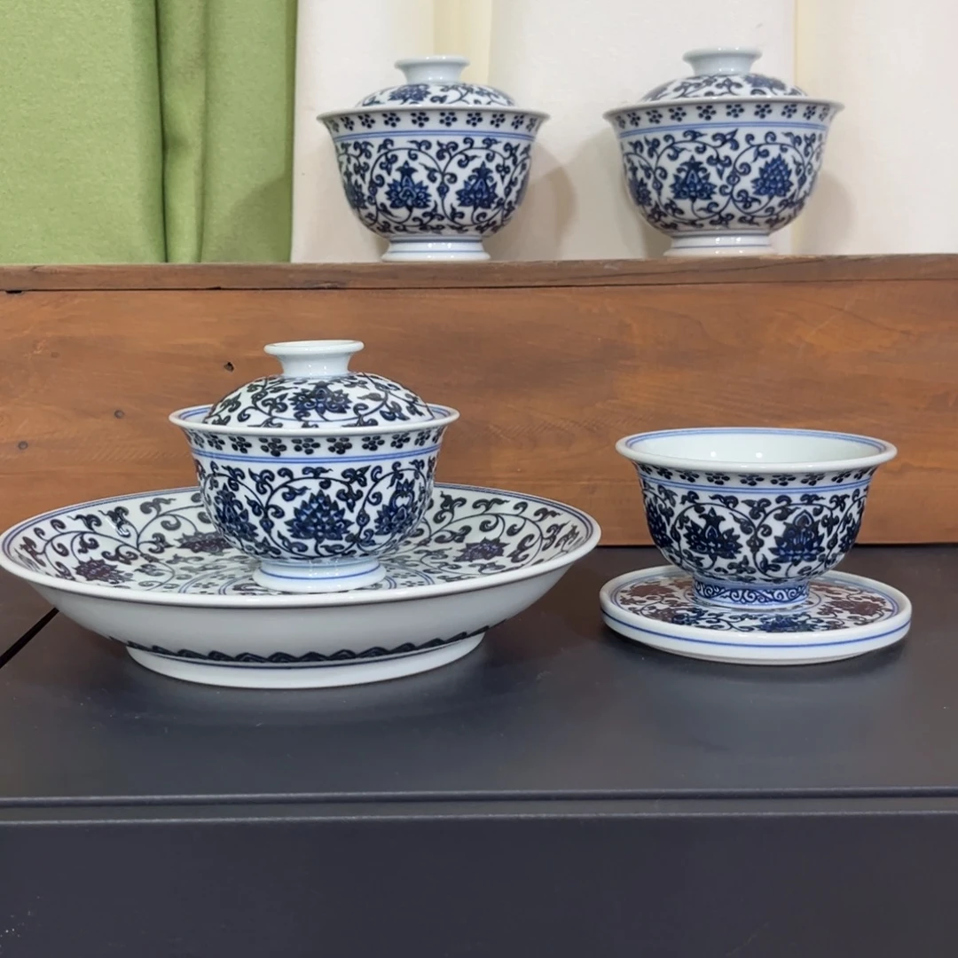 永乐青花缠枝莲四件套