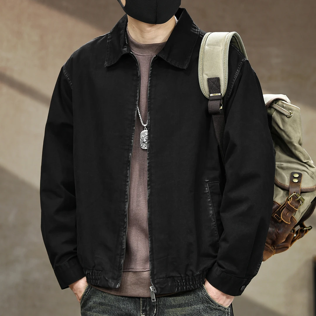 高品质做旧复古水洗牛仔外套男士秋季新款宽松美式休闲夹克男衣服