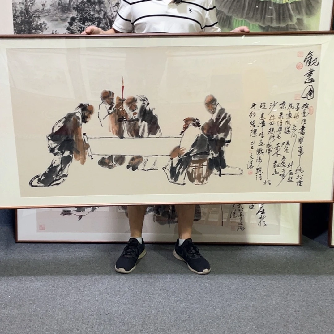 国画手绘画作品带框80/160