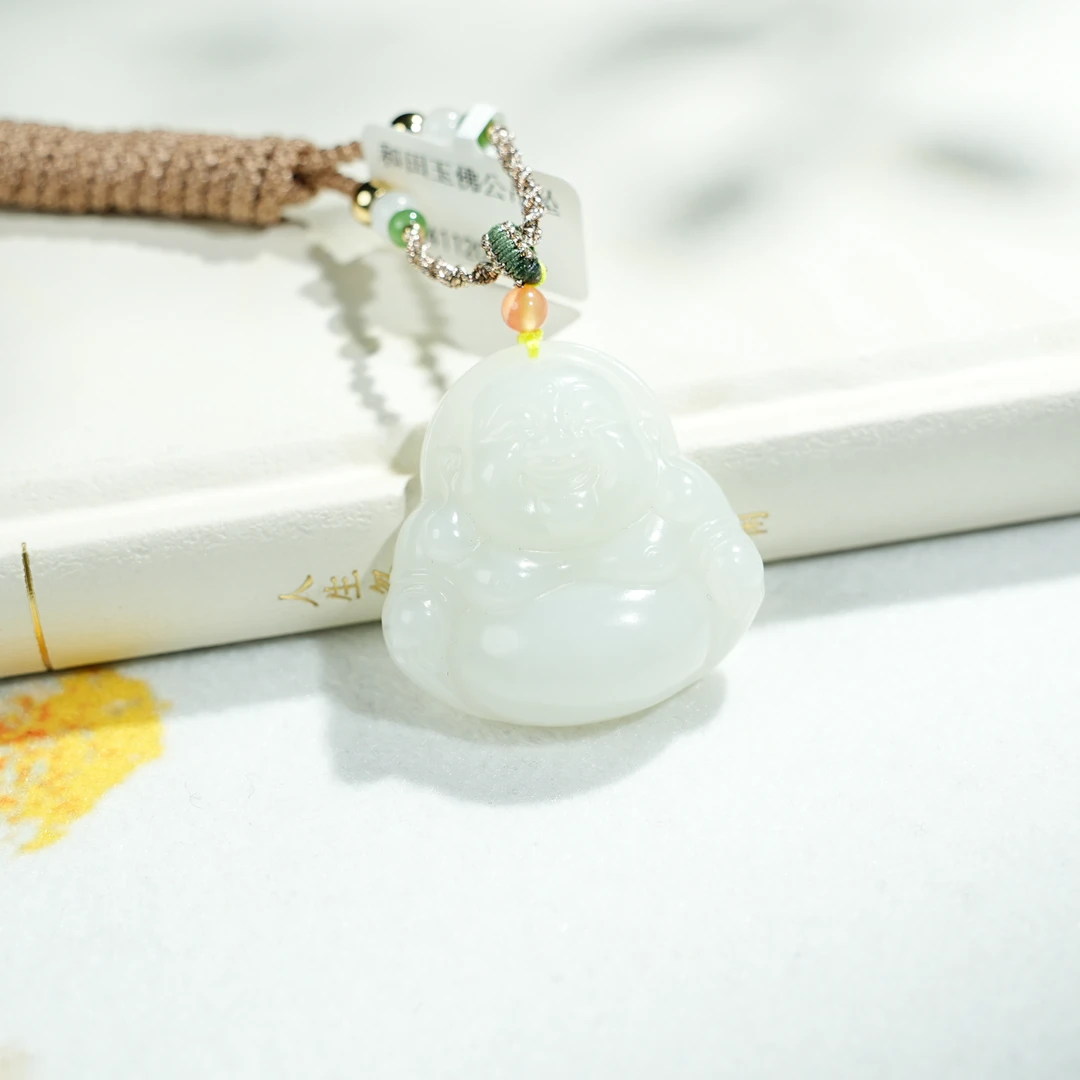 【睿泽&小池专属】和田玉白玉佛公吊坠绑绳 34*34*11mm KT0500123