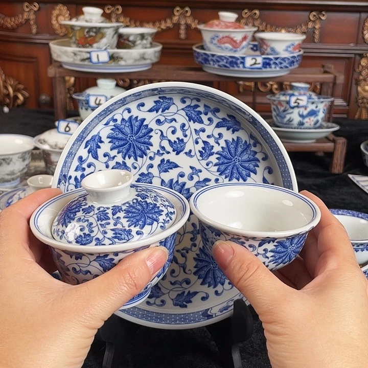 缠枝莲三件套茶具