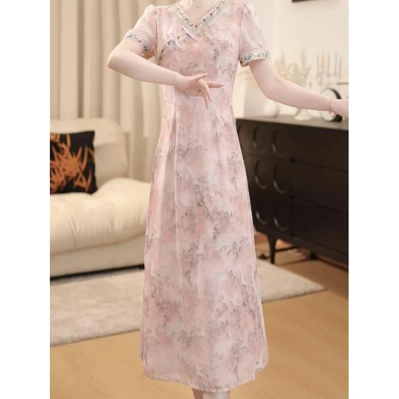 【连衣裙】2025夏季短袖显瘦轻奢时尚气质大码连衣裙DLS0652