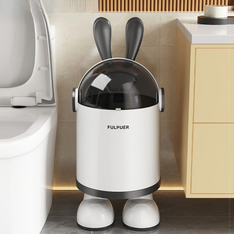 太空兔子垃圾桶家用新款轻奢大容量带盖垃圾桶卧室卫生间专用双桶