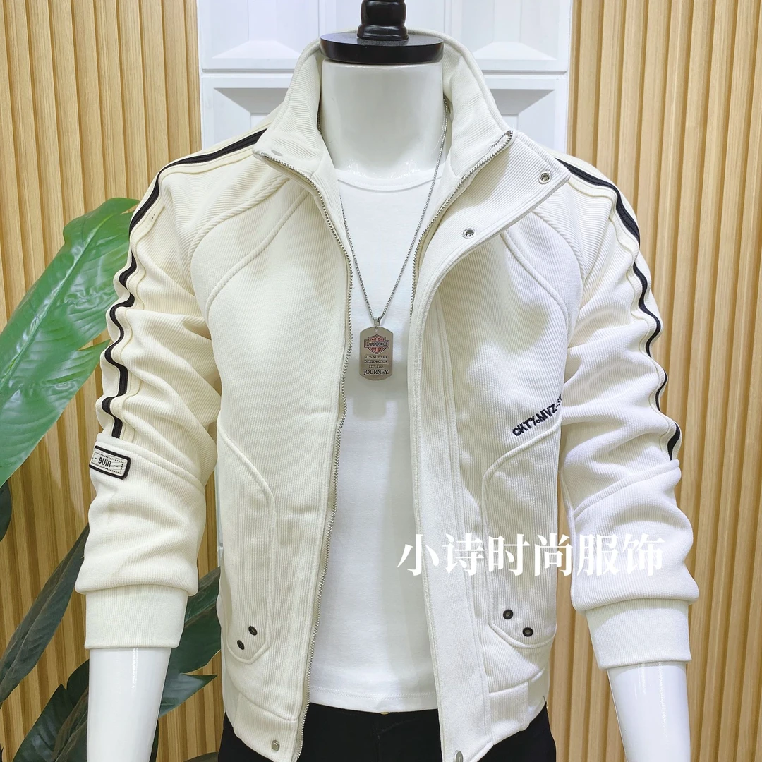 秋冬男士加厚外套2025新款时尚简约百搭男款厚款夹克立领休闲外衣