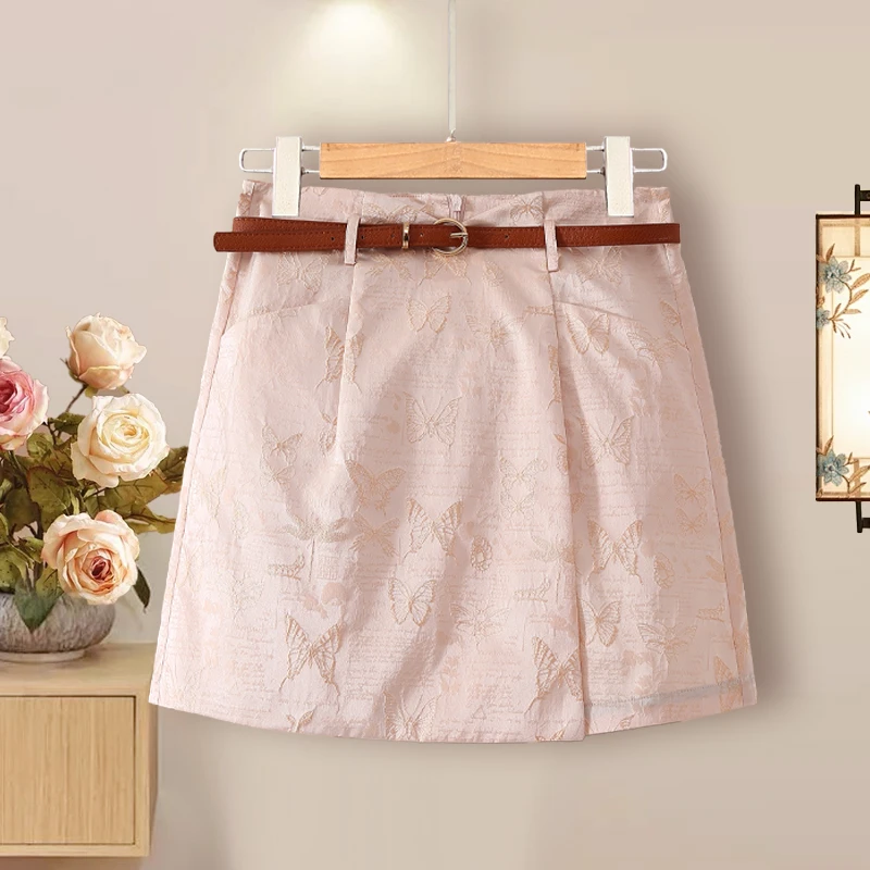 中式半身裙遮肚子女2025新款a字短裙a字半身裙梨型身材遮胯夏国风