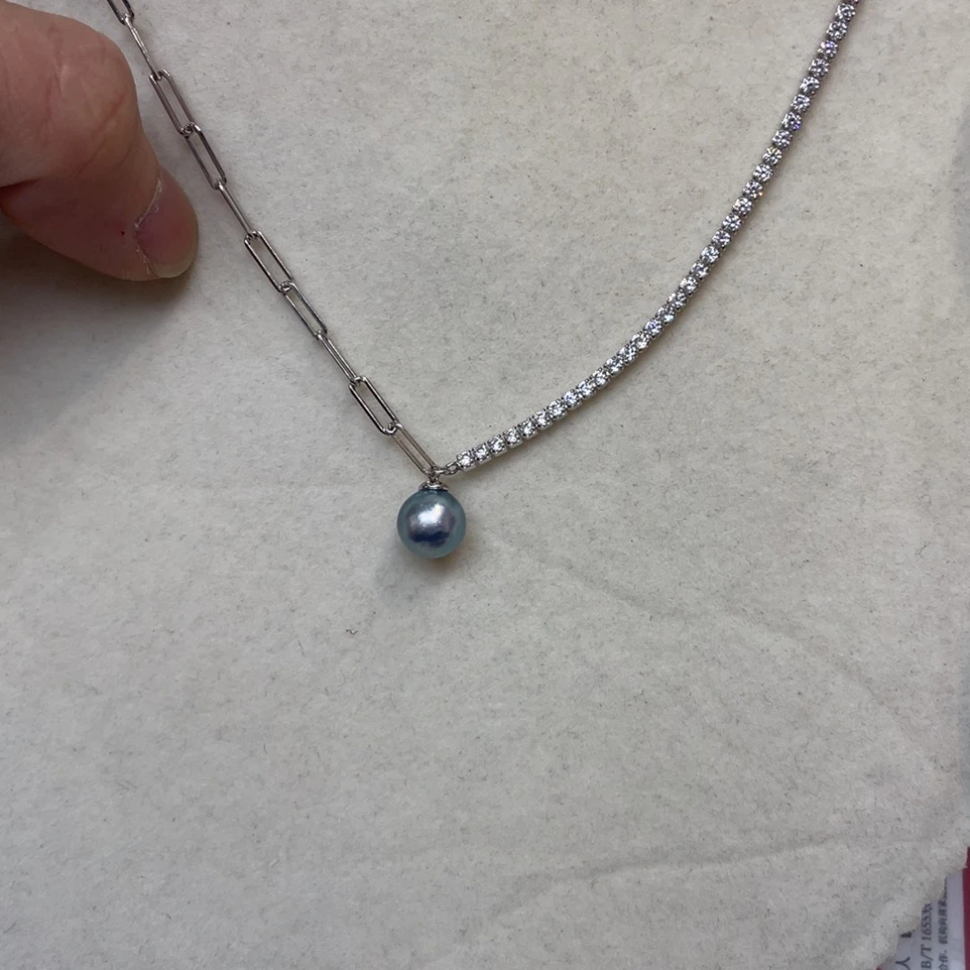 项链银S925镶嵌海水珍珠
