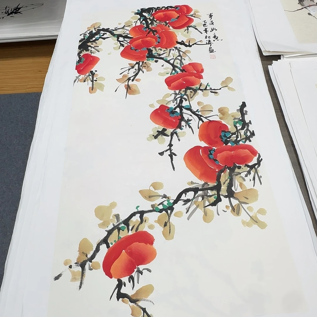 国画100*50纯手绘增松涛