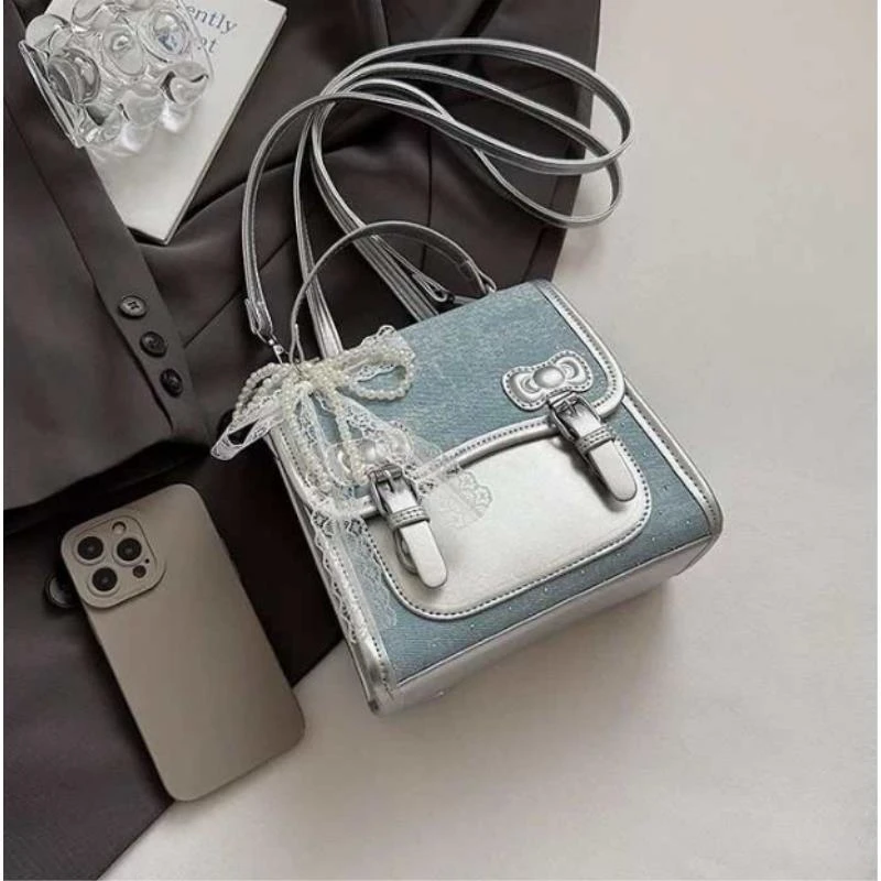 拉链防盗做旧包盖双肩包小众休闲女士小方包公主风