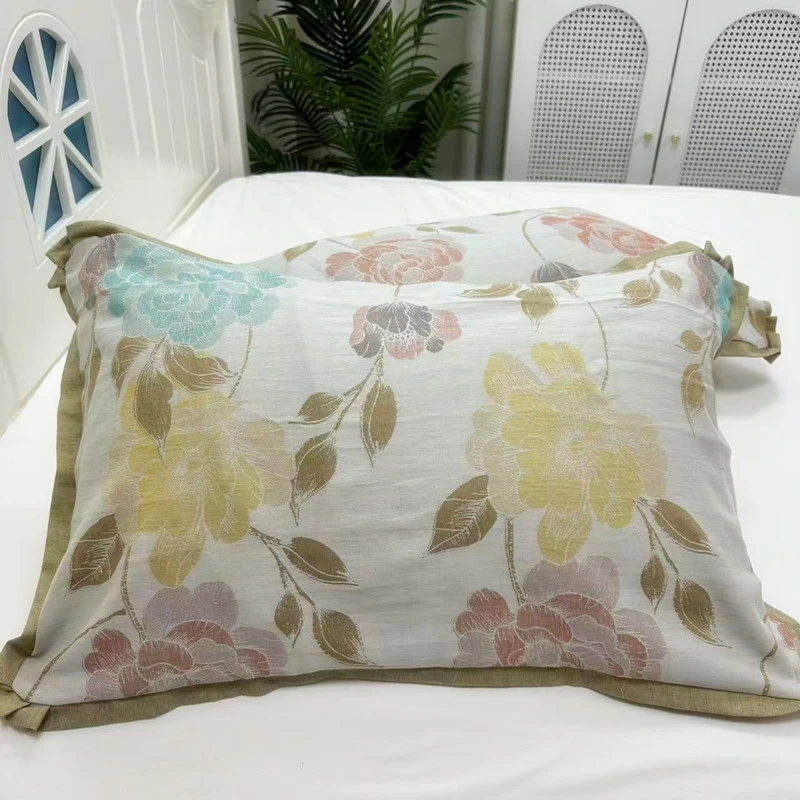 【国色芳华 枕套】48x74厘米 精梳棉双层纱 柔软 透气 纯棉枕套一对