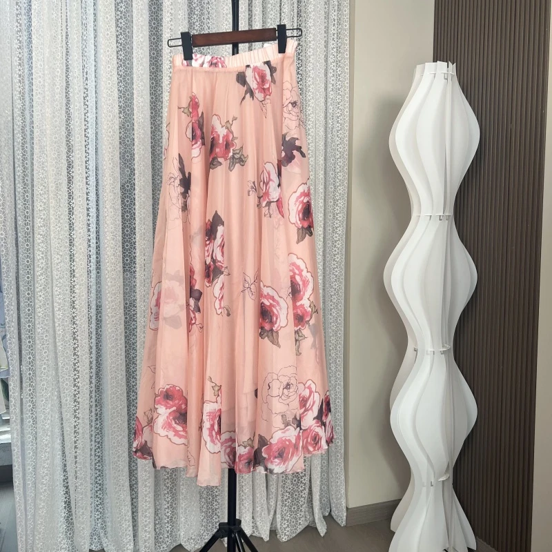 105（小梅专属链接）超大摆显瘦碎花高腰气质时尚春夏长款裙半身裙