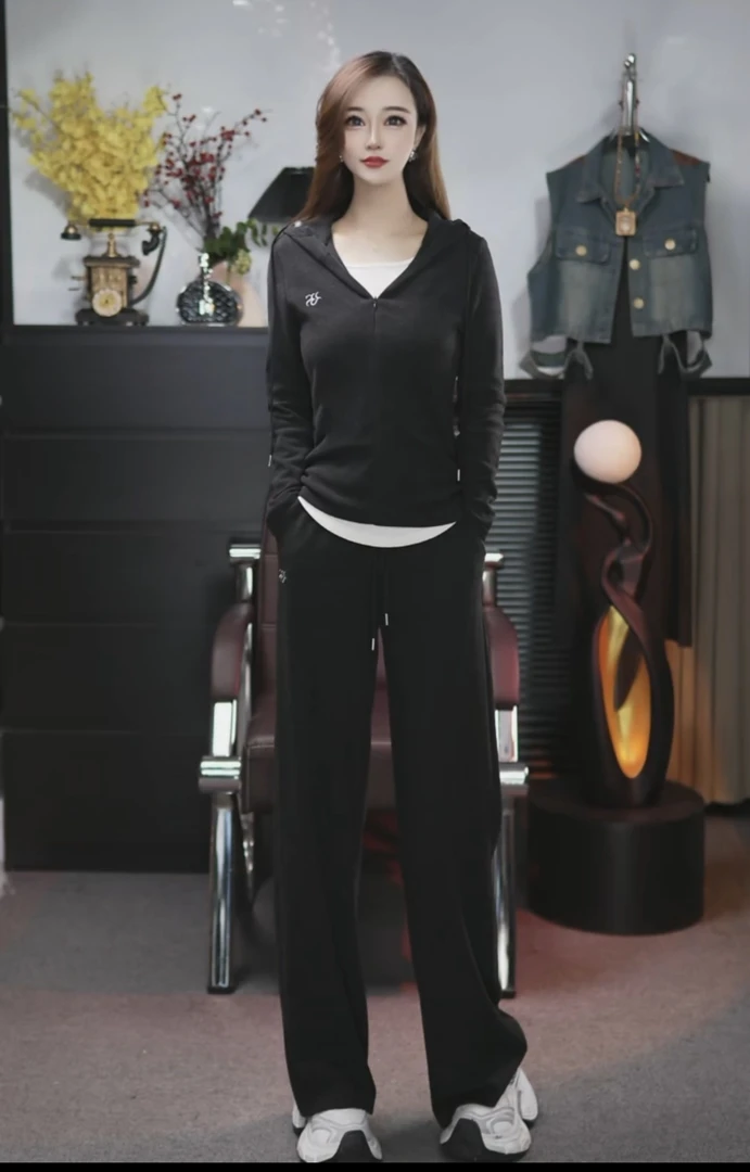 【叶十八】蕊柏斯新款休闲时尚减龄显瘦气质套装女假两件上衣+裤子
