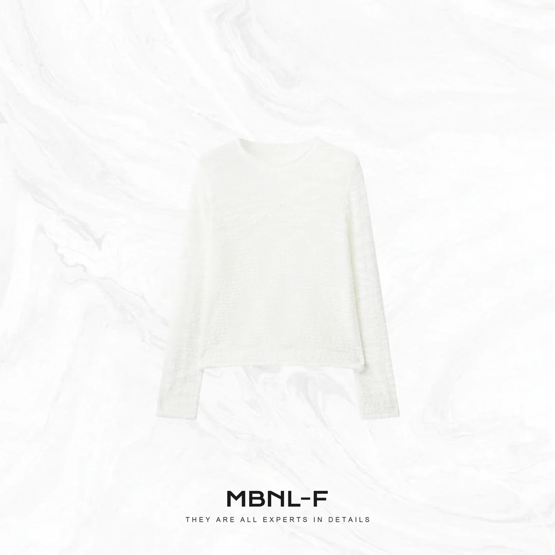 MBNL-F “提花小衫” 设计感镂空长袖羊毛针织T恤 秦磊JN-SY135