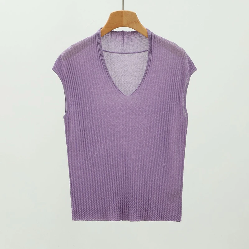 【香嘉怡新品】XJYE3647女士上衣莱赛尔V领套头无袖针织衫夏季