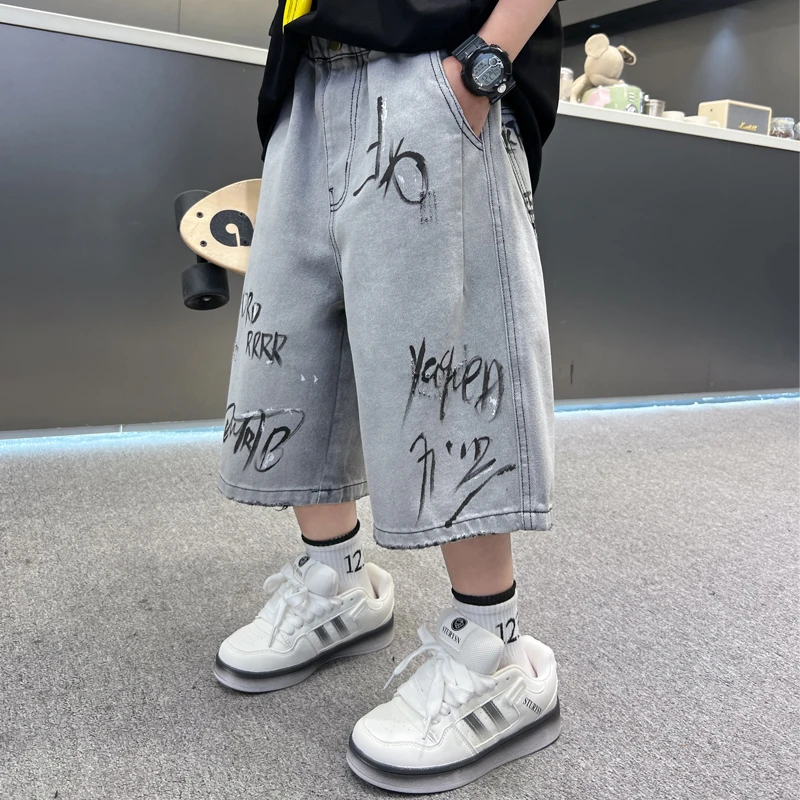 男童牛仔短裤夏装2025新款中大童中裤痞帅气男孩夏季儿童五分裤子