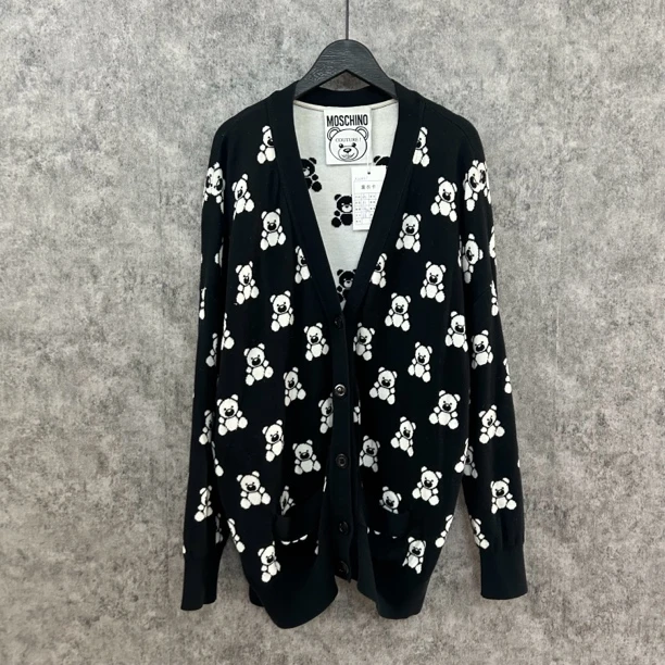 95新 Moschino/莫斯奇诺 莫斯奇诺黑蓝色满印小熊开衫