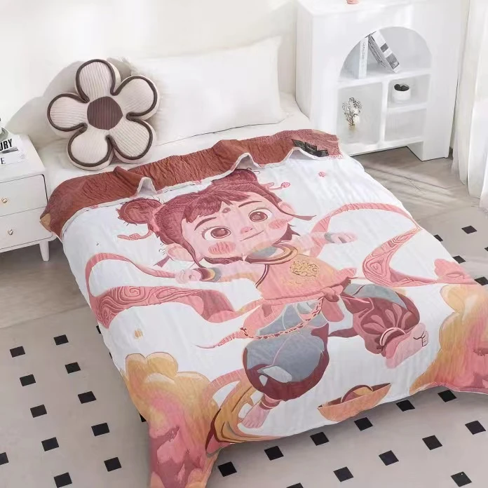 【哪吒150×200cm泡芙被】～多层纱布棉加厚泡芙被多功能透气可爱